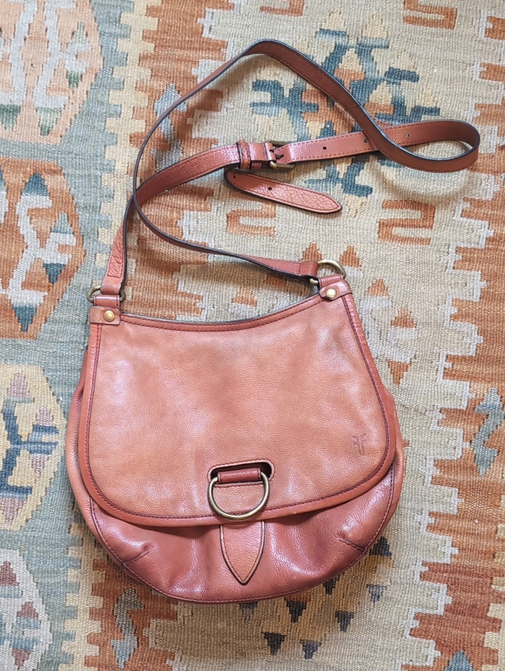 Frye Leather Saddle Crossbody Bag - Rust Brown
